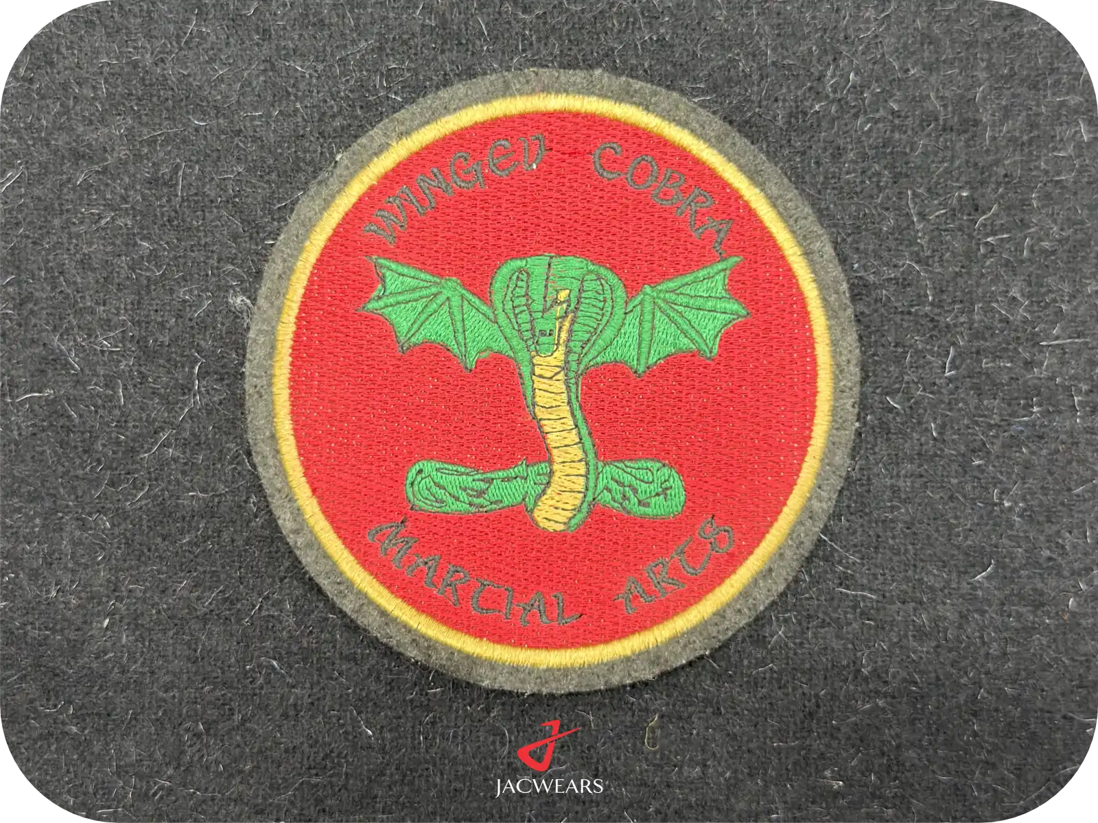Cobra - custom embroidery patch for a varsity jacket
