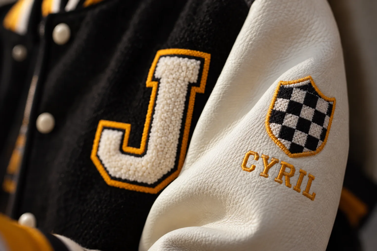 Custom senior class varsity jackets in melton wool and leather
